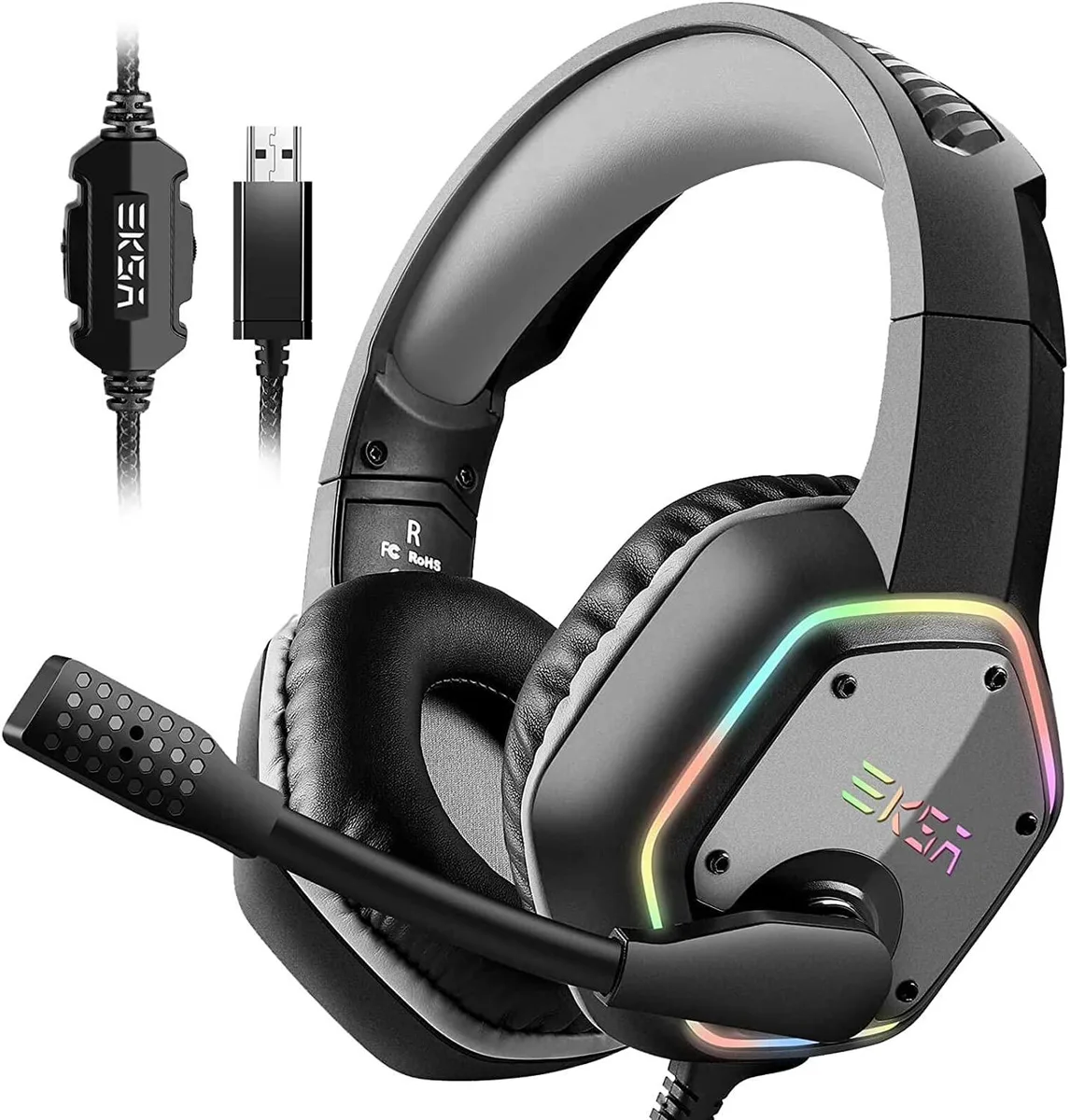  EKSA E1000 USB Gaming Headset Grey 7.1 50 mm 2.2 m 32 ohm — product photo