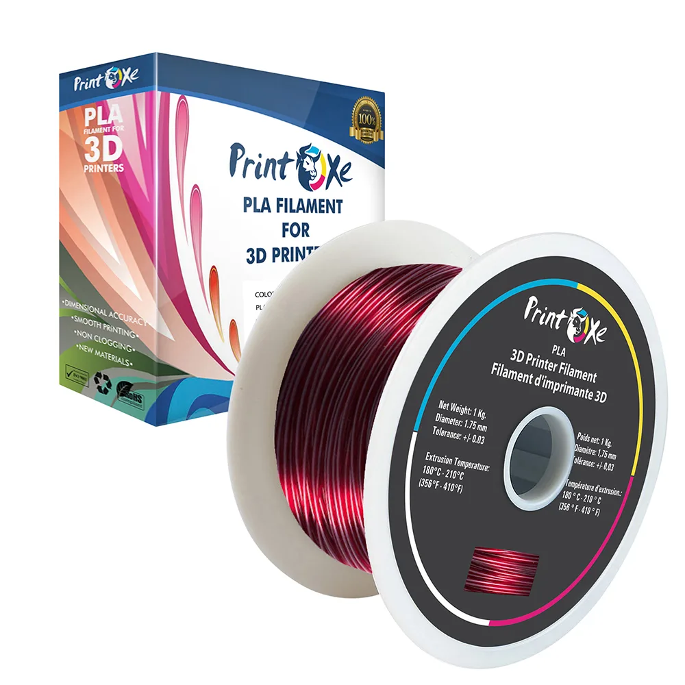 PrintOxe PrintOxe Transparent Red PLA Filament 1.75 mm 1 kg — product photo