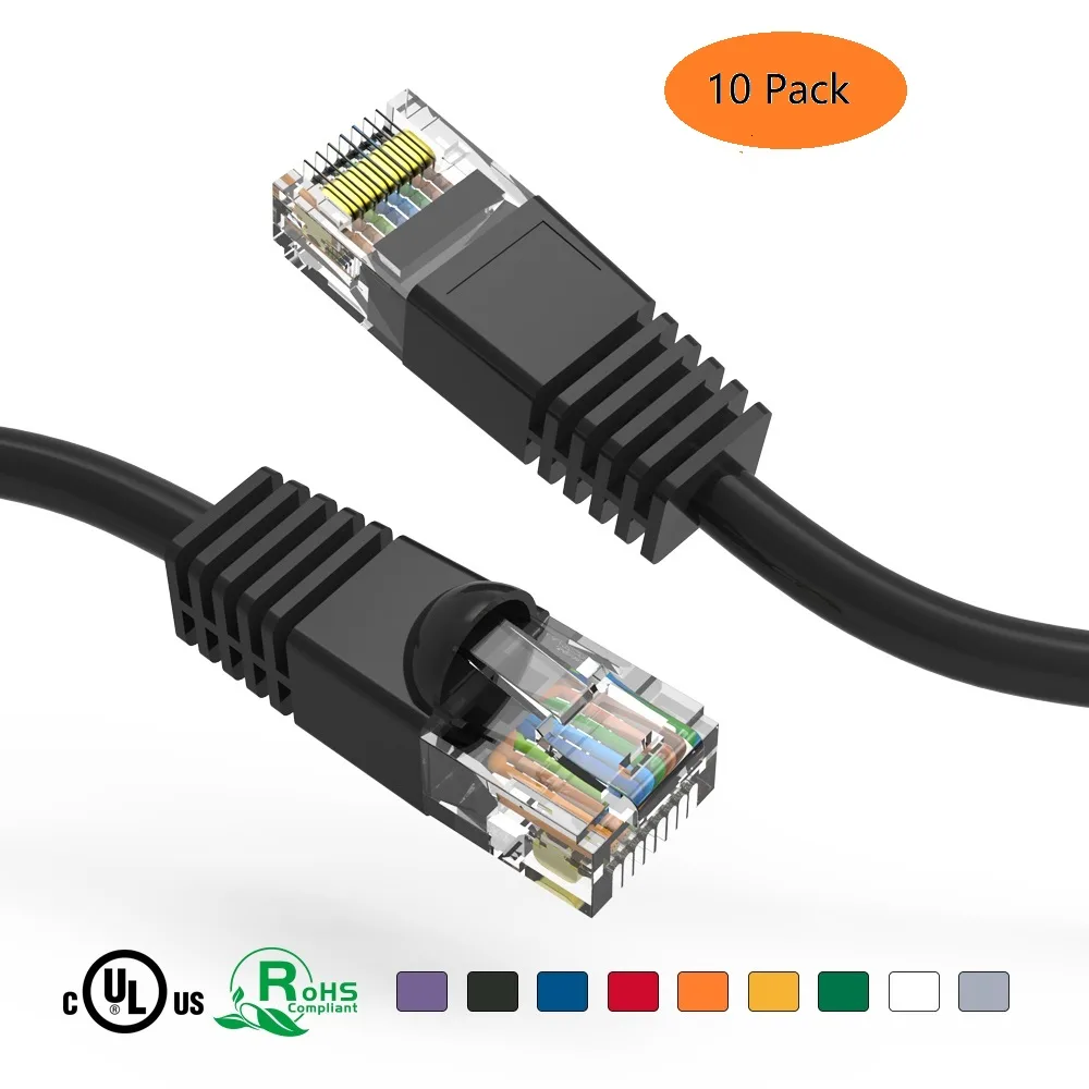 Nippon Labs Nippon Labs 60CAT6-20BK-10P network ethernet cable Cat 6 20 ft Black 10 Pack — product photo