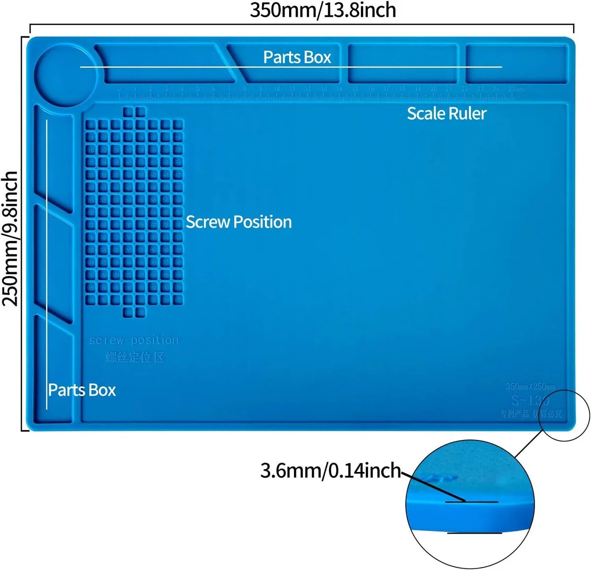 BFKK BFKK Kaisi S-130 Soldering Mat 13.8 x 9.8 inch — product photo