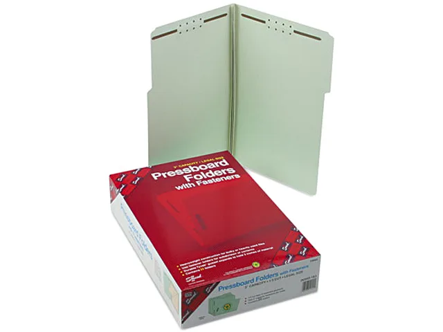 Smead Smead 19944 3" Expansion Fastener File Folder, Legal, Gray Green, 25/Box — product photo