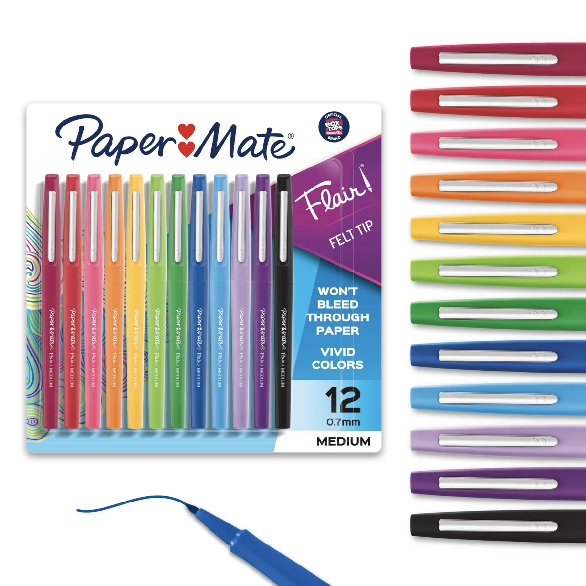 Pack of twelve felt-tip pens in assorted colours