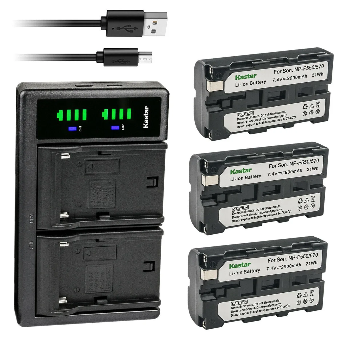 Kastar Kastar NP-F550/F570 3-pack with LTD2 USB charger — product photo