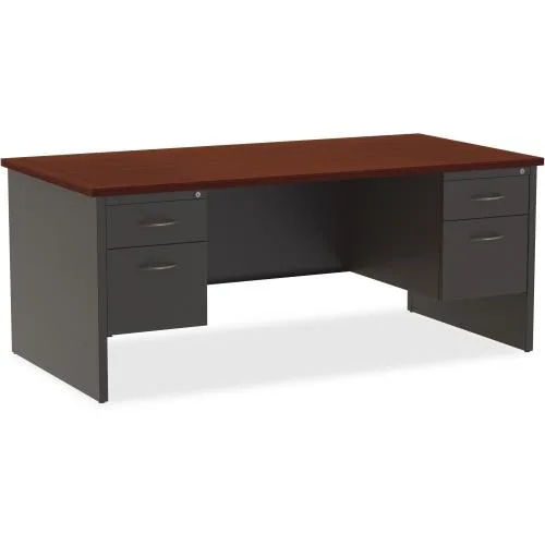 Lorell Lorell 79140 double-pedestal desk 36x72 mahogany — product photo