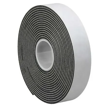 Black vinyl foam tape roll 125 mil thick 1 in wide 5 yd long