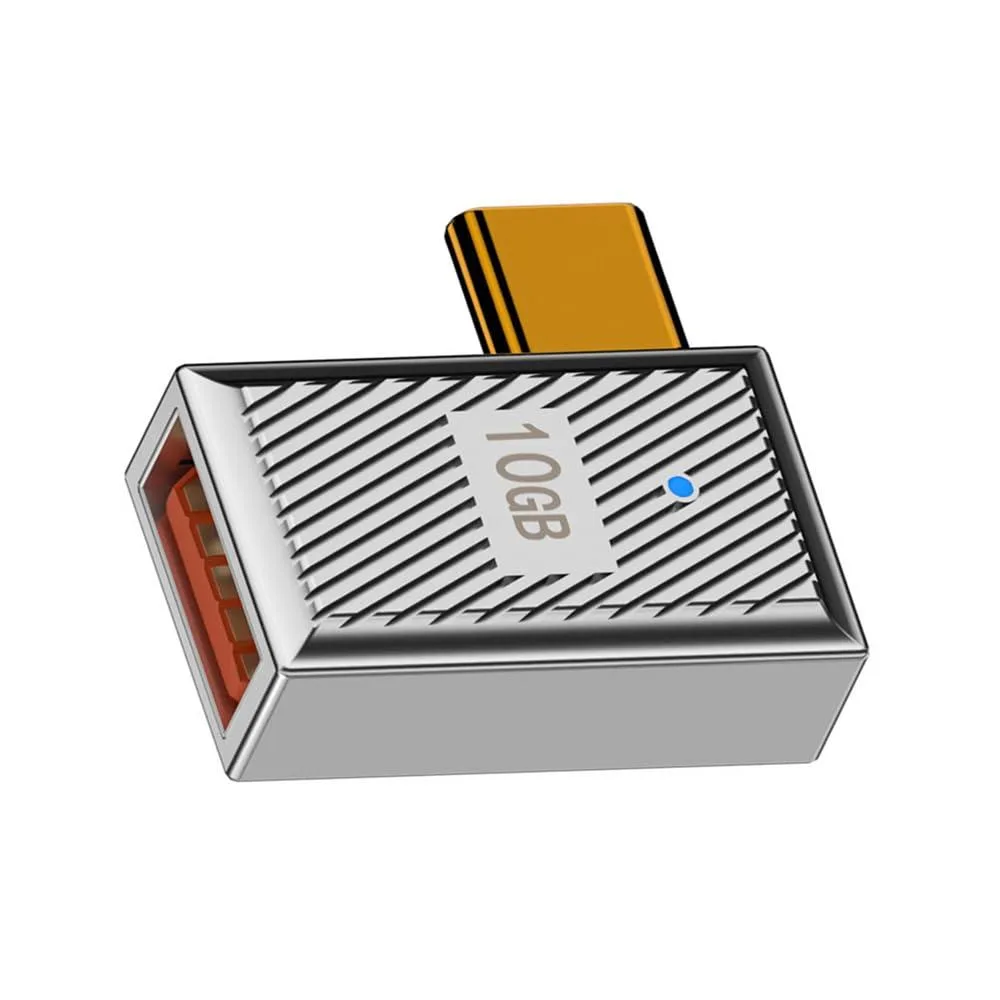 Vszerda Vszerda USB 3.1 Type C to USB 3.0 A Female 10Gbps 120W Left Right Angled Mecha Cyberpunk Alloy Adapter — product photo