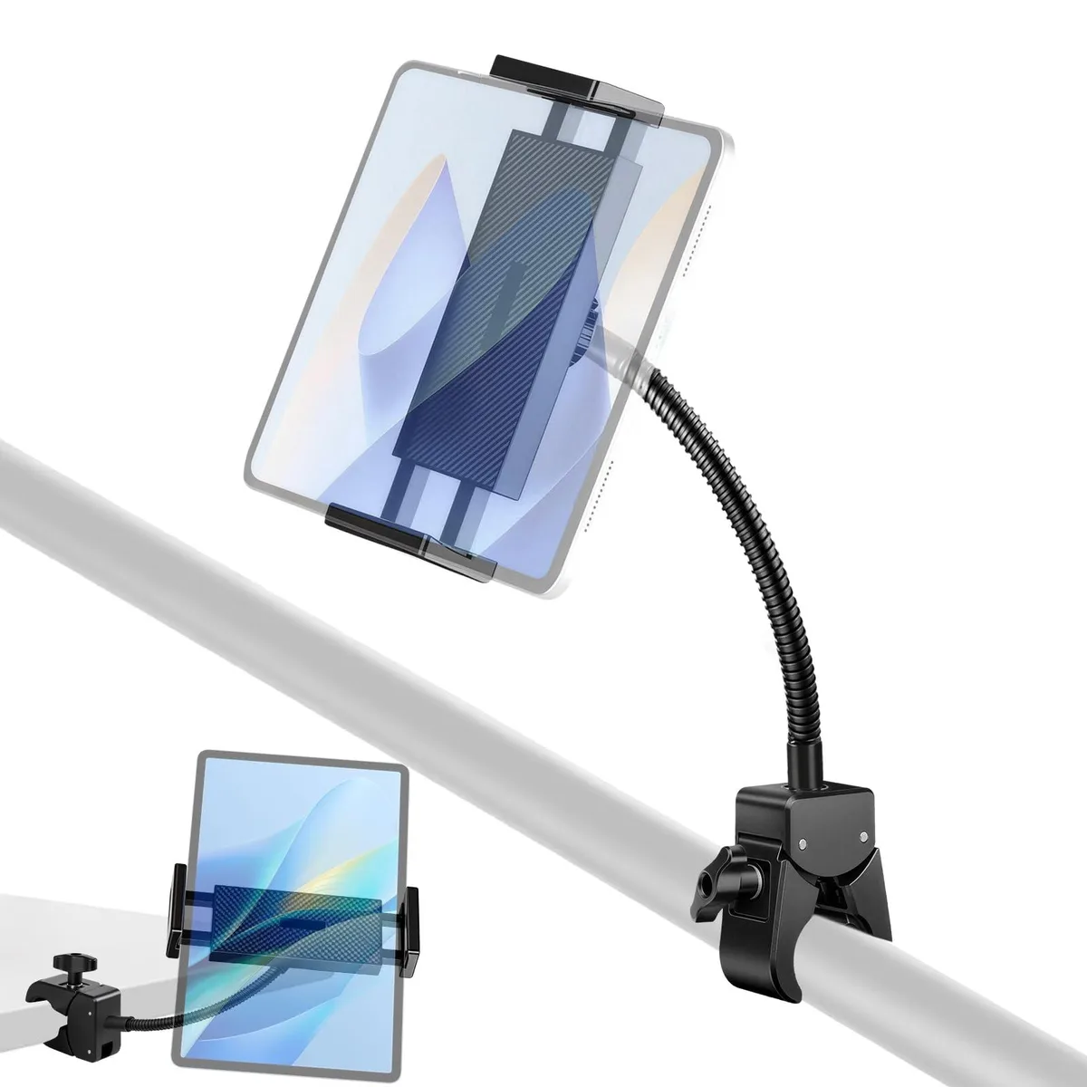 BILIONE TabletHolder-abc001 phone mount, 4.7-13" devices, 0.5-1.6" pole clamp, 360° ball head — product photo