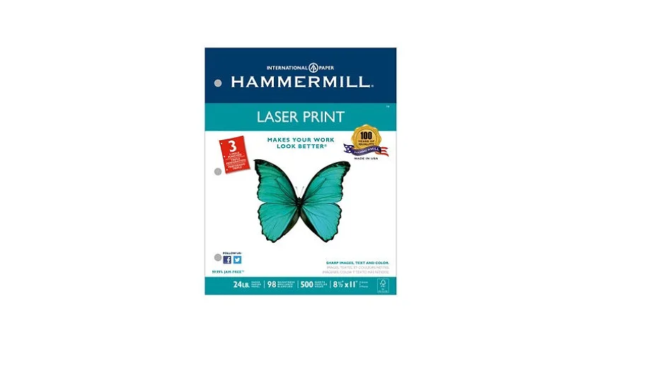Hammerman Brothers Hammerman Brothers HAM107681 Laser Paper 24 lb 98 Bright 3-Hole 500 Sheets — product photo