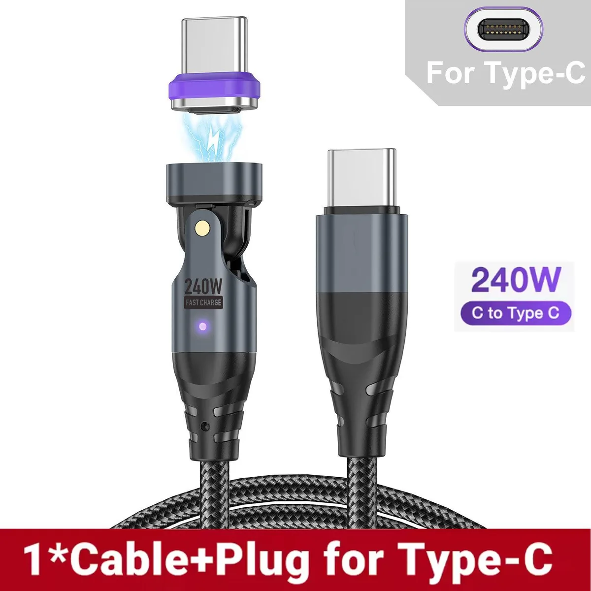 TelDaykemei TelDaykemei 240W 5A Magnetic USB-C Cable 1/1.8m — product photo