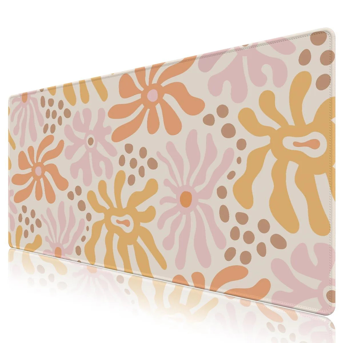 KEHIPI KEHIPI Desk Mat Mouse Pad 35.1 x 15.75 in Pink Orange Flowers — product photo