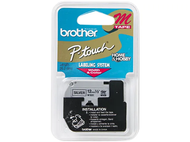 Brother Brother M931 POS accessory 1/2" 26.2 ft black on silver non-laminated tape — product photo