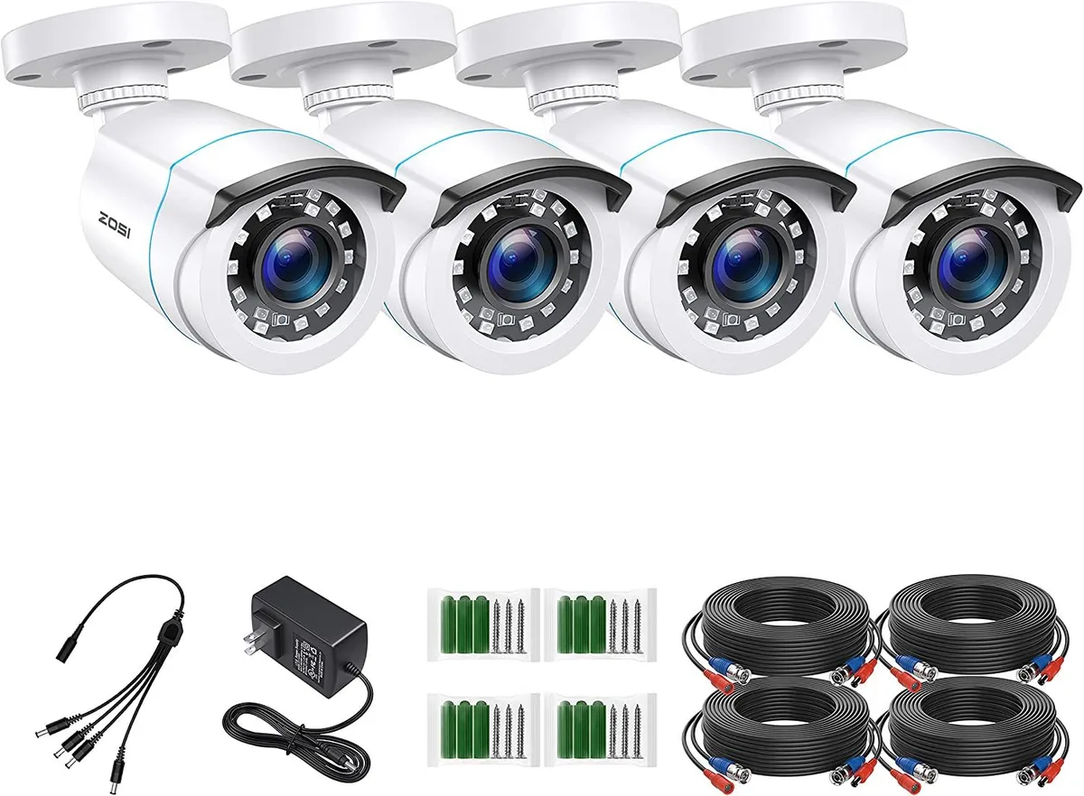 ZOSI technology Co., Ltd ZOSI 4 Pack 2MP 1080p HD-TVI Surveillance Security System 24 LEDs 80ft Night Vision 90° View IP66 — product photo