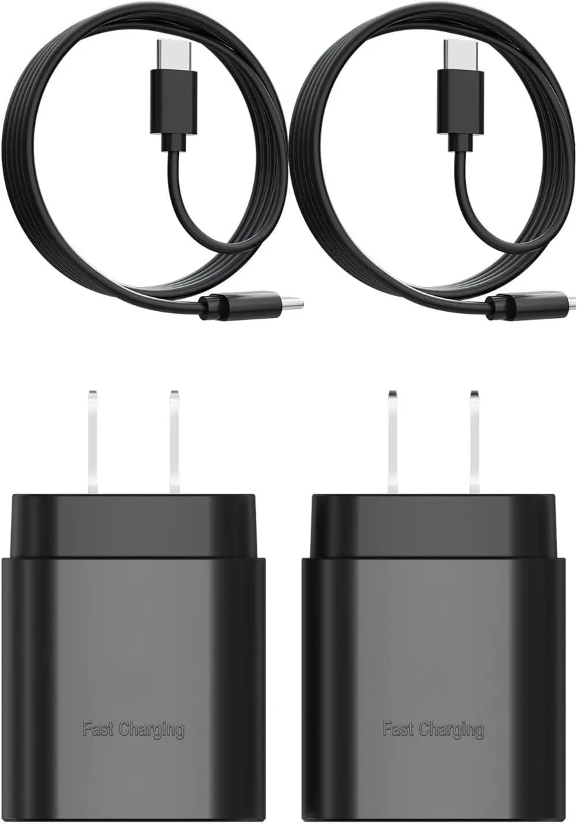 ONITOON ONITOON 25W USB-C Wall Charger 2-Pack with 4ft Cables (Black) — product photo