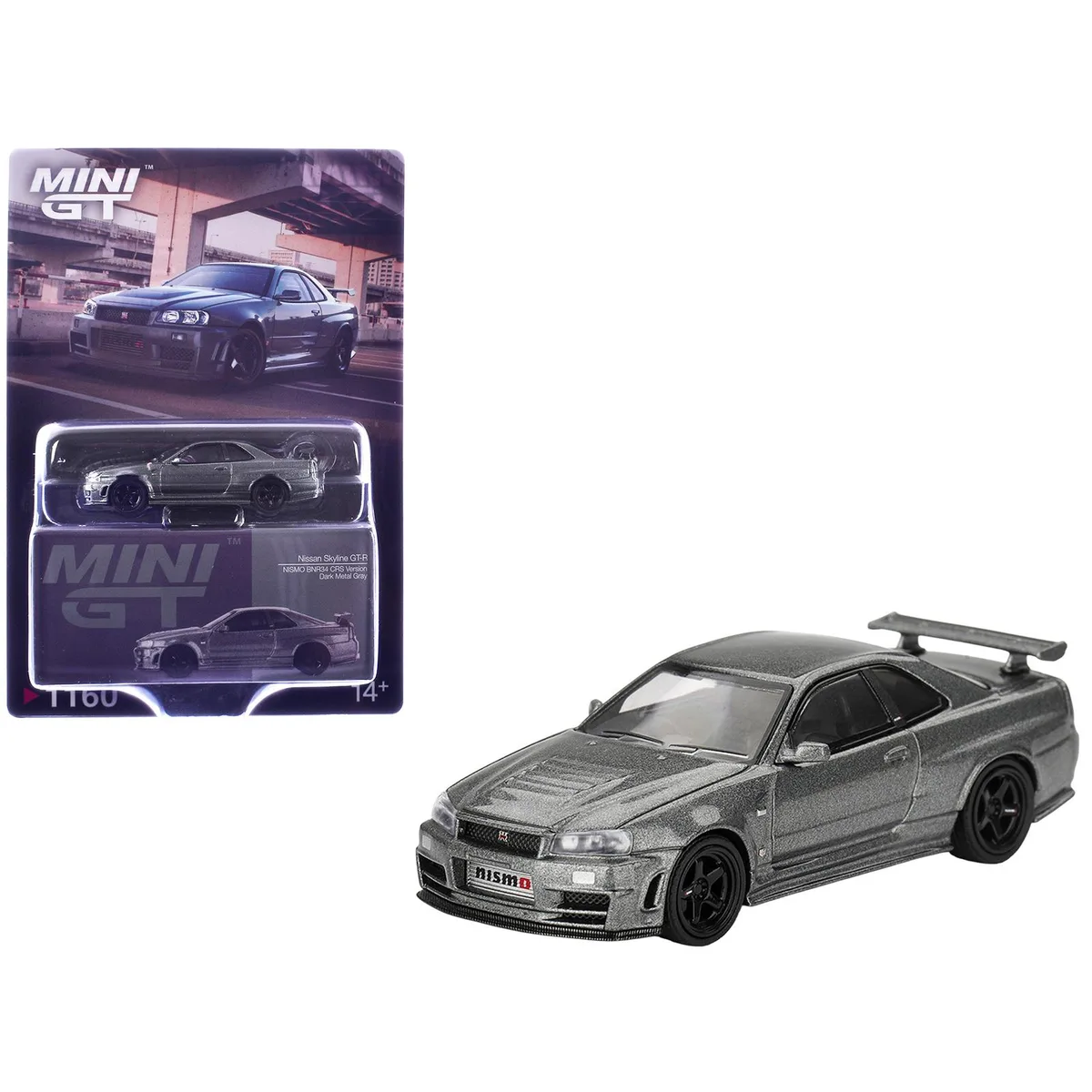 Mini GT Mini GT Nissan Skyline GT-R NISMO BNR34 CRS RHD Dark Metal Gray 1/64 — product photo
