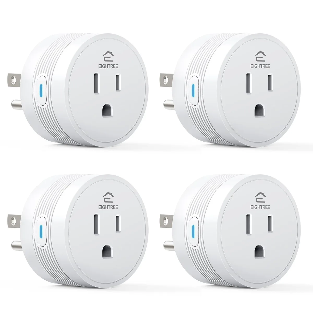 Compact white smart plug with side outlet and indicator light