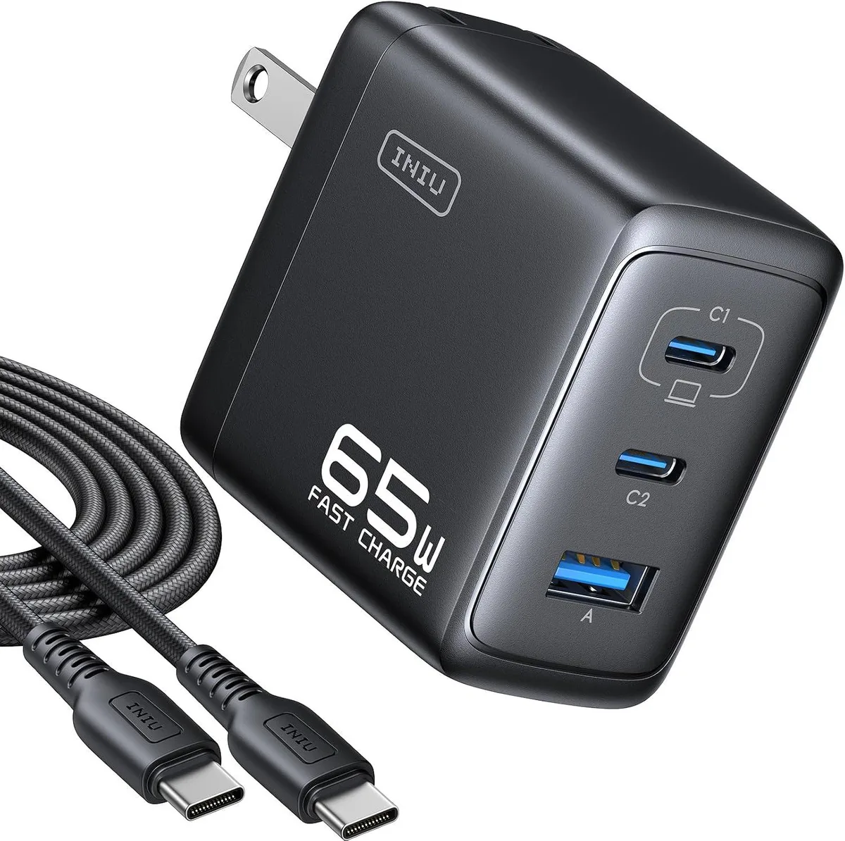 ONITOON ONITOON 65W 3-Port USB-C Wall Charger GaN Foldable Plug — product photo