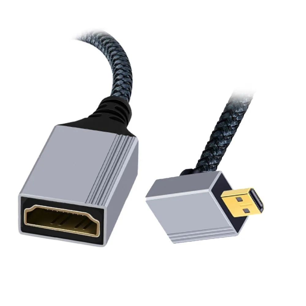 Fervit Fervit Micro HDMI 2.1 Male 90° Down Angled to HDMI Female Extension Cable — product photo