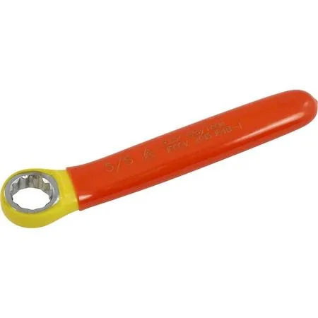Orange and yellow insulated combination wrench, 12-point box end, open end opposite, 1000 V rating