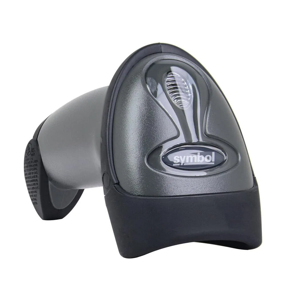 Audiovox LS2208 1D handheld barcode scanner with cable and stand