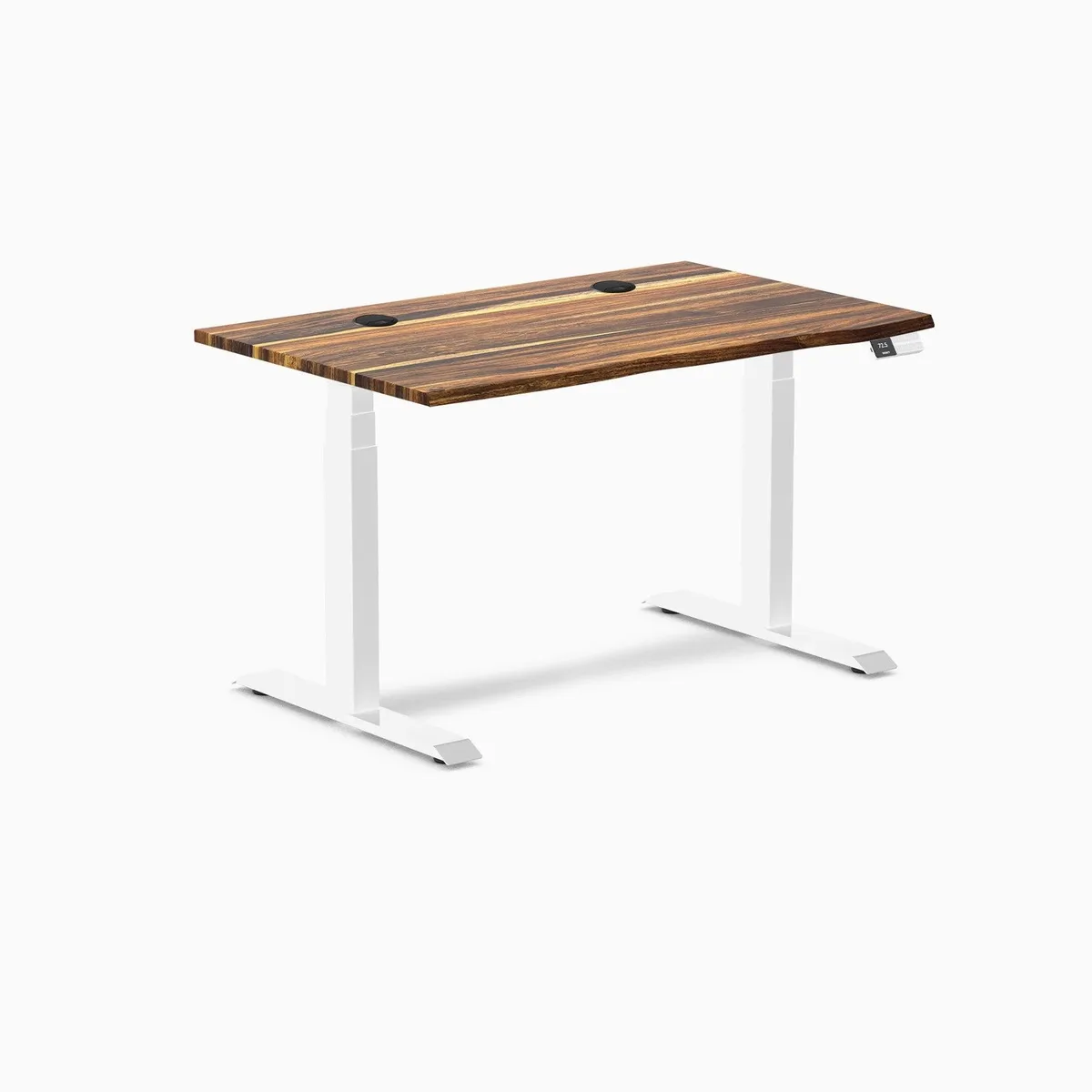 Desky Desky Dual Hardwood Sit Stand Desk Pheasantwood 48 x 30 inches White — product photo