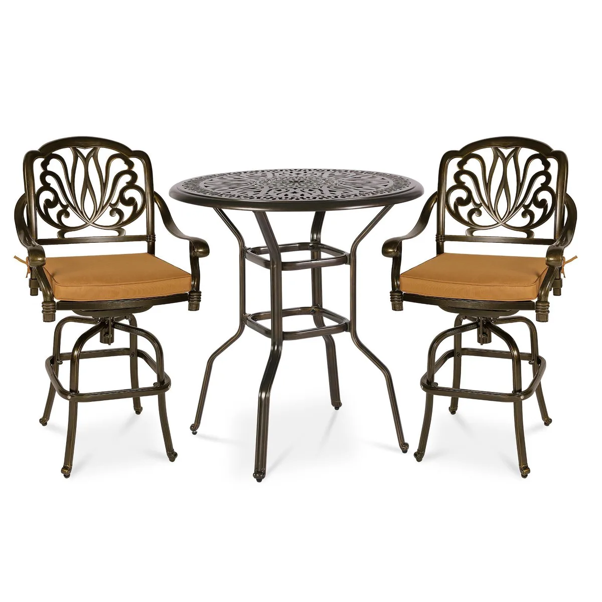 MEETWARM MEETWARM 3-Piece Patio Swivel Bar Set with 35.4" Table — product photo