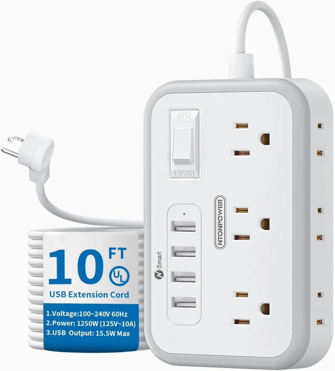 BFKK BFKK 10 ft Power Adapter with 6 Outlets and 4 USB Ports — product photo