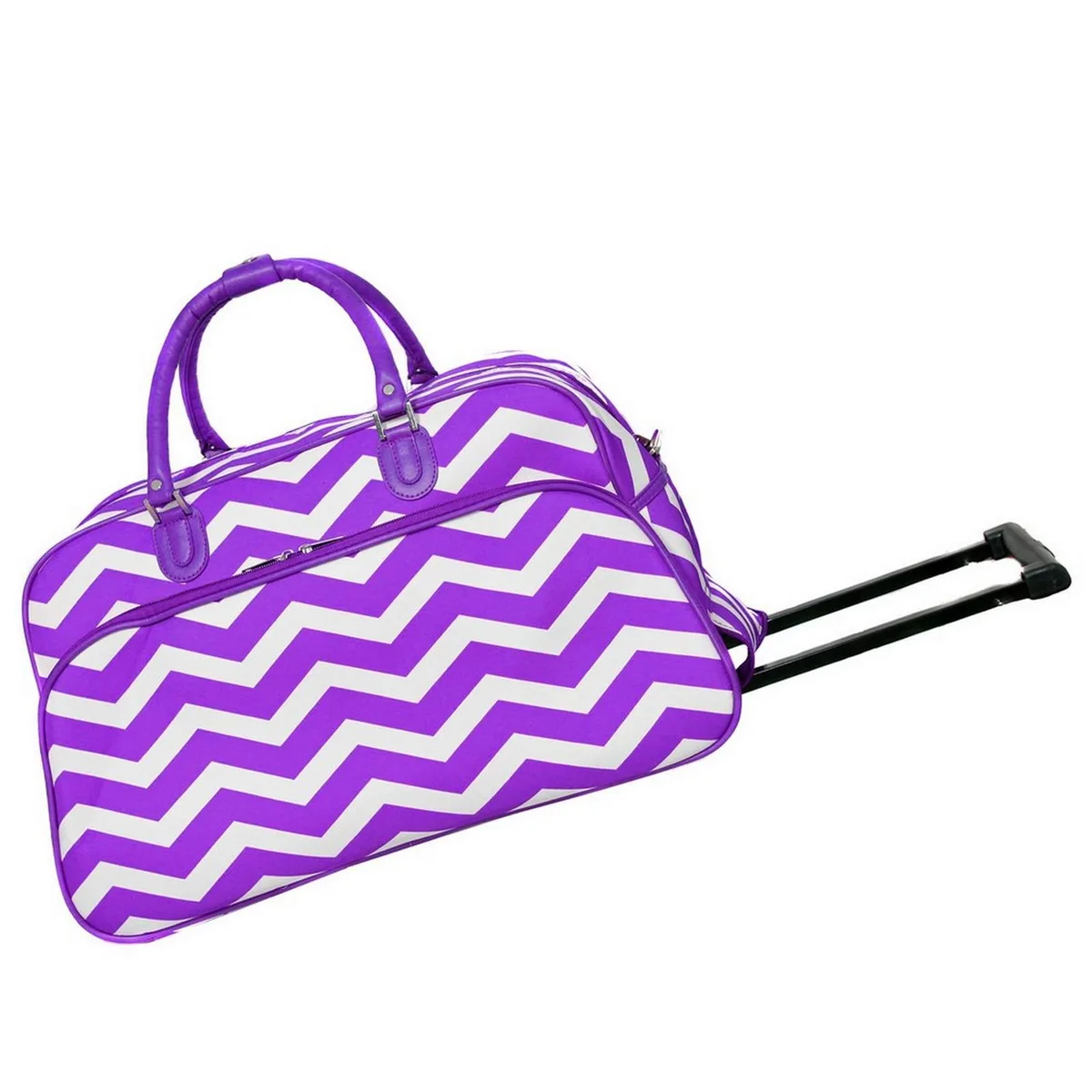 World Traveler World Traveler 21-Inch Rolling Duffel Bag Dark Purple Chevron — product photo