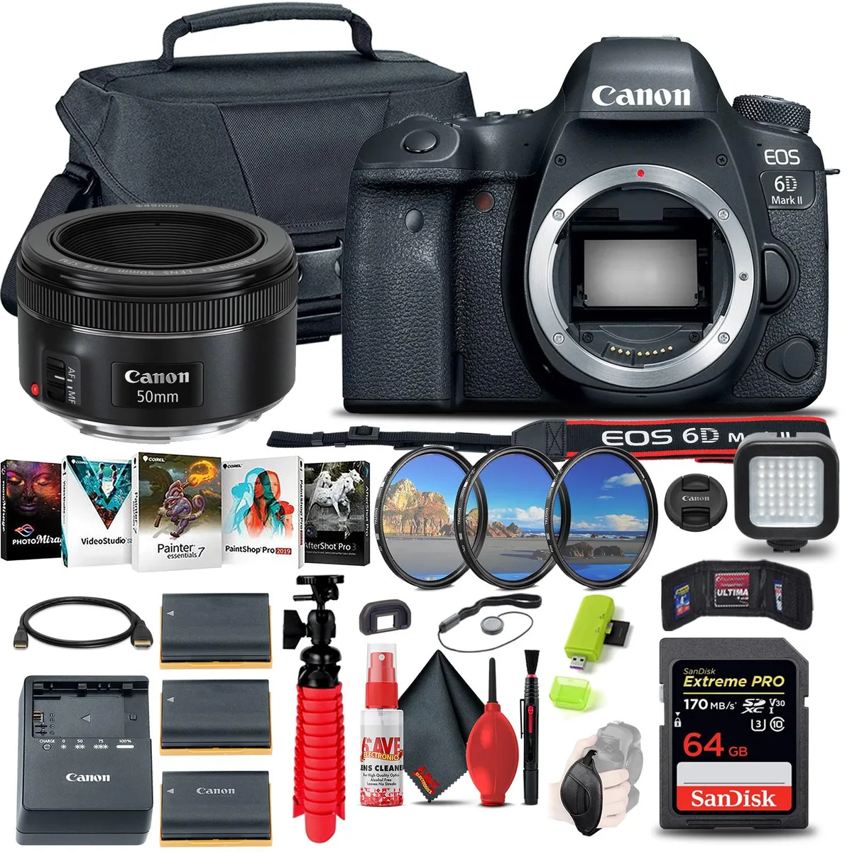 Canon International Canon EOS 6D Mark II DSLR Camera with EF 50mm f/1.8 STM Lens Bundle — product photo