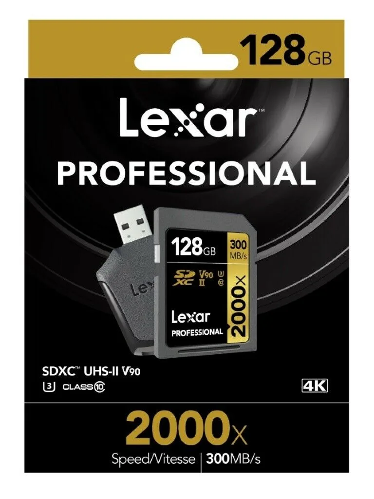 Lexar Lexar 128GB 17p SDXC 2000x UHS-II U3 V90 CYU memory card — product photo