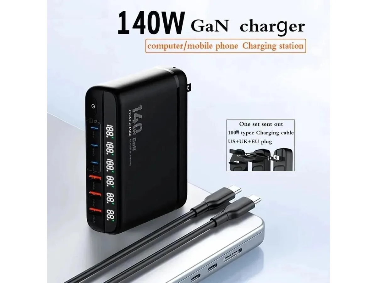 IXJYLCPC IXJYLCPC 140W 6-port GaN charger 3.0 Black — product photo
