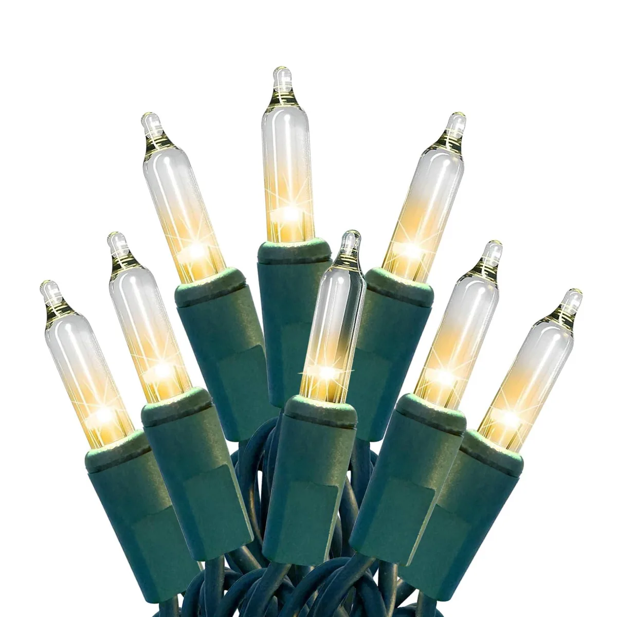 A 21-foot string of 100 red LED bulbs on blue wire