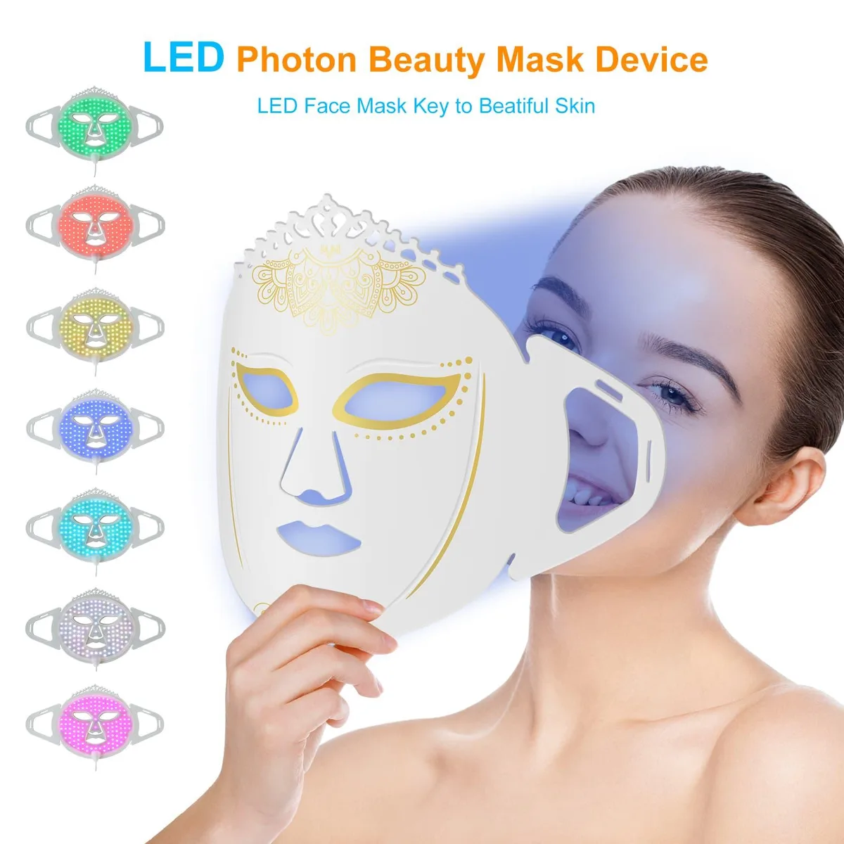 ZJZK ZJZK 7 Color LED Face Mask White 360 LEDs 2000mAh — product photo