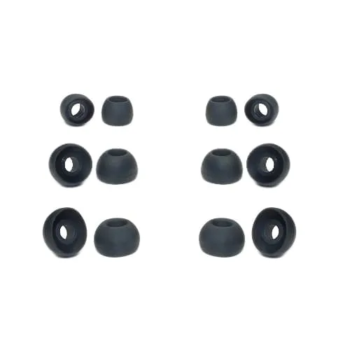 Six pairs of black silicone ear tips in 10mm 12mm 14mm sizes