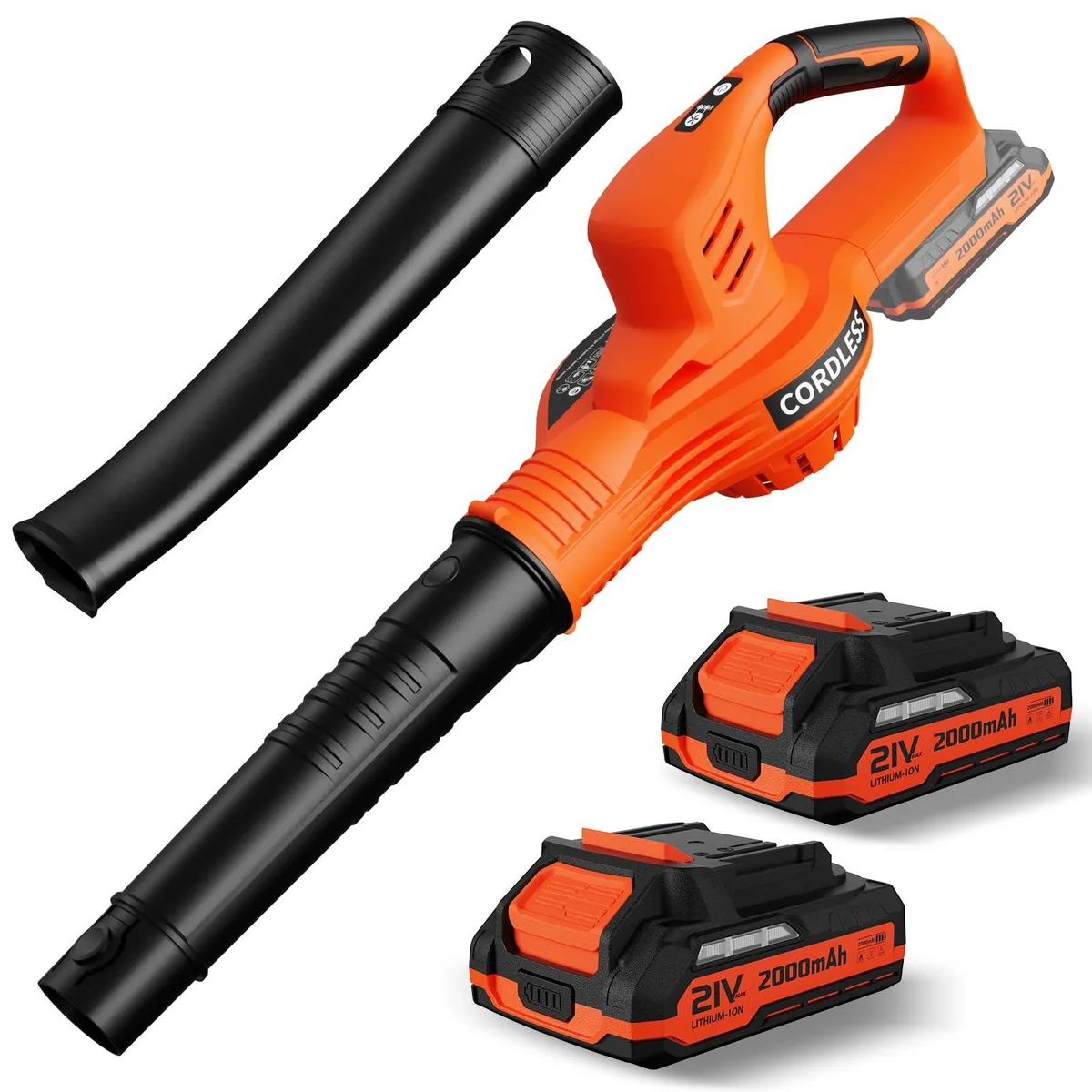 LAZYBOI 21V Cordless Leaf Blower 2.0Ah Dual Battery Charger 150MPH 3.38lbs — product photo