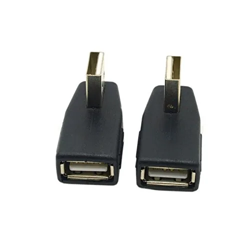 TeKit TeKit 2pcs 90 Degree USB 2.0 Male to Female Adapter Left Right Low Profile Black — product photo
