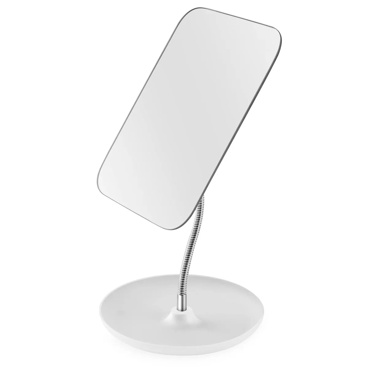 LFOYOU table mirror LFO-S2 white 6.8 in x 5.5 in flexible gooseneck storage base — product photo
