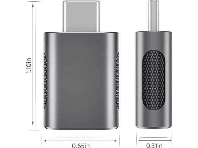Four space grey USB-C to USB-A adapters side by side