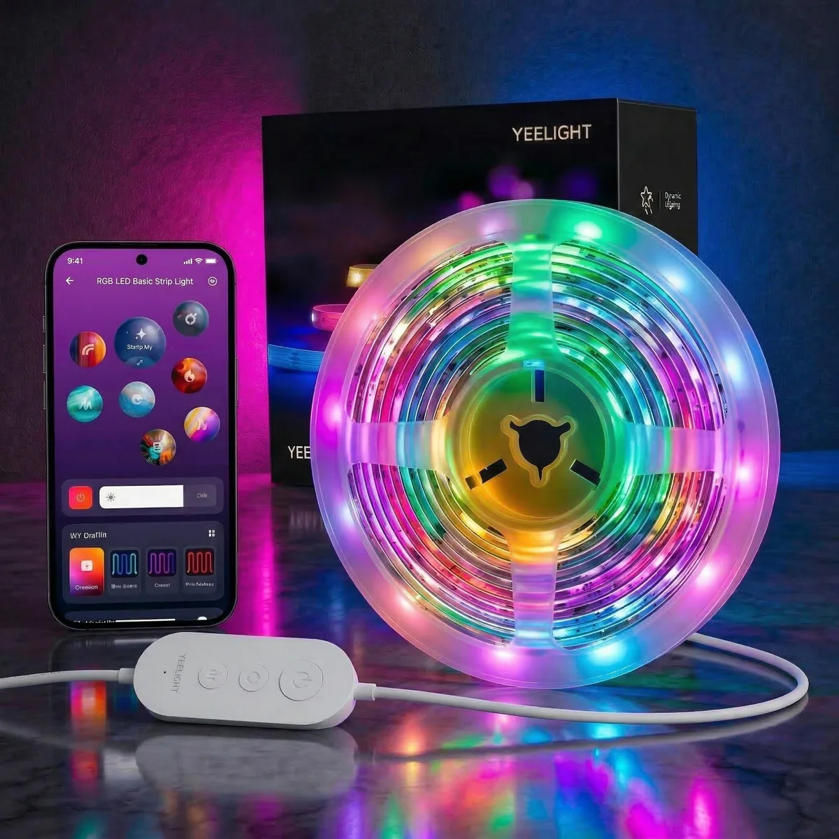 40ft flexible RGB LED strip with 216 lights on blue wire