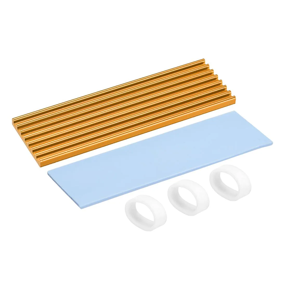 Unique-Bargains Unique-Bargains M.2 Aluminum Heatsink Kit 70x22x3mm Golden Tone with Silicone Thermal Pads for 2280 SSD — product photo