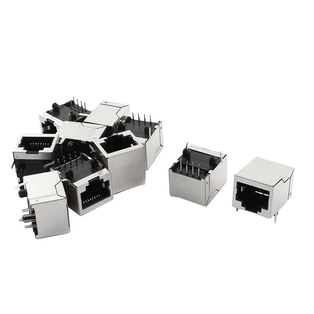 Unique-Bargains Unique-Bargains 10Pcs PCB Mount RJ45 8P8C Switch Plate Silver Tone — product photo