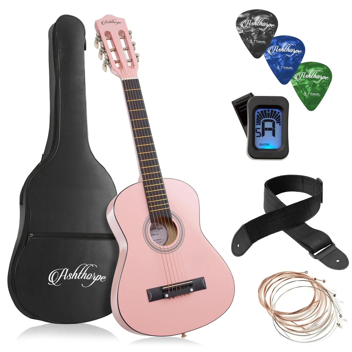 Ashthorpe Ashthorpe 30-inch Beginner Acoustic Guitar Package Pink — product photo