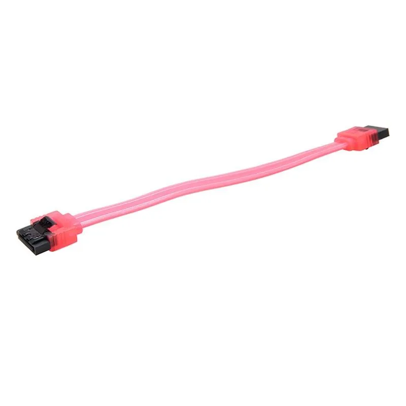 Short UV-red SATA cable with locking straight connectors on both ends