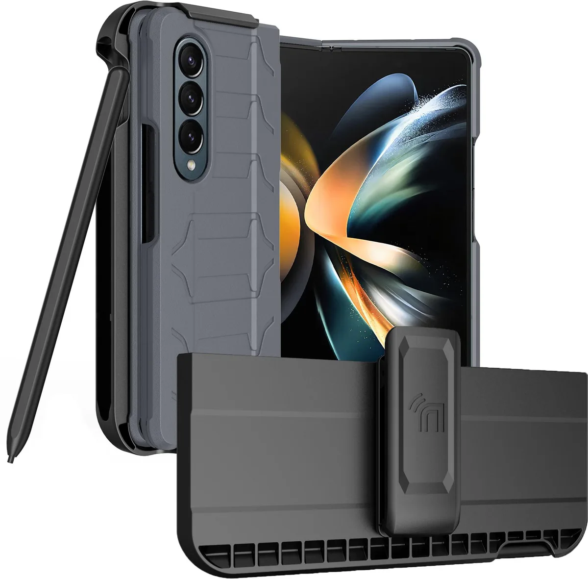 Nakedcellphone Nakedcellphone Tactical Case &amp; Belt Clip Holster for Samsung Galaxy Z Fold 4 2022 Gray — product photo