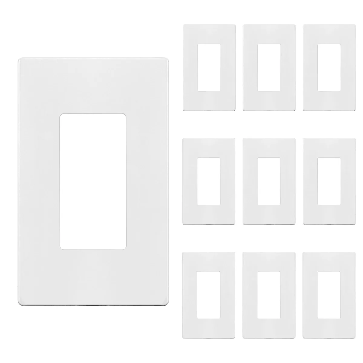  ENERLITES SI8831-W Screwless Decorator Wall Plate 1-Gang White 10 Pack — product photo