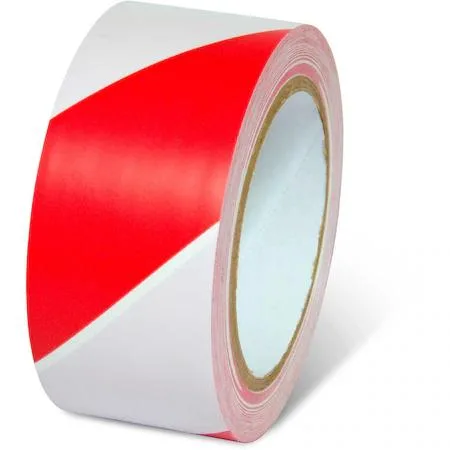 Global Industrial Global Industrial 670651RW Striped Hazard Warning Tape Red/White 2 in W x 108 in L — product photo