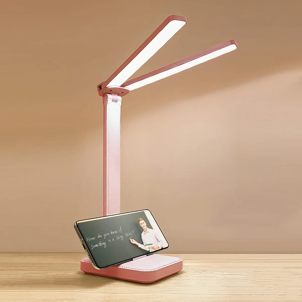  kvppvt DL-08 table lamp 32 LED dual head 1200mAh pink — product photo