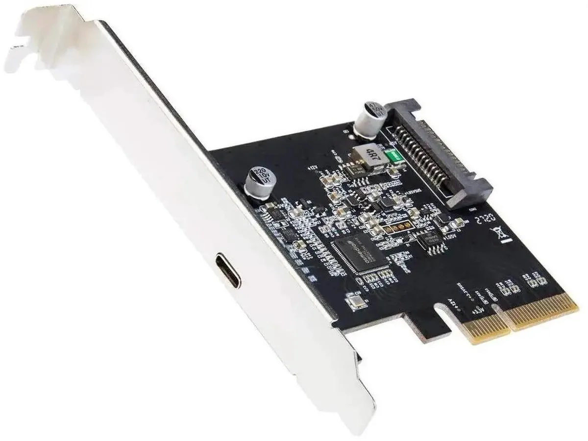 SMUGDESK SMUGDESK PCIe 3.0 x4 USB-C 3.2 Gen 2x2 Expansion Card ASMedia ASM3242 20Gbps SATA Power Low Profile Bracket — product photo