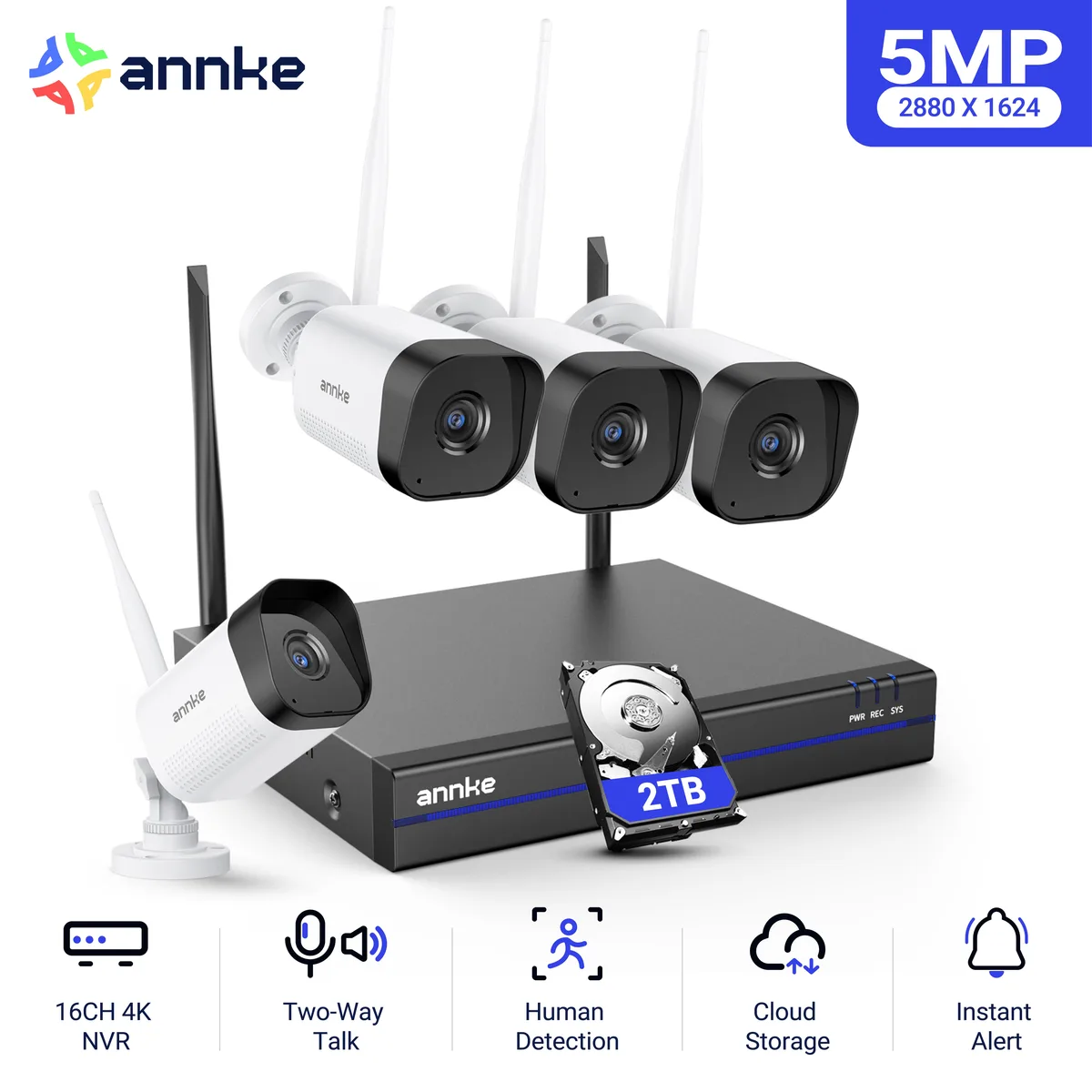 Annke Annke 8CH Wireless Surveillance Security System 4×5MP 2TB HDD — product photo