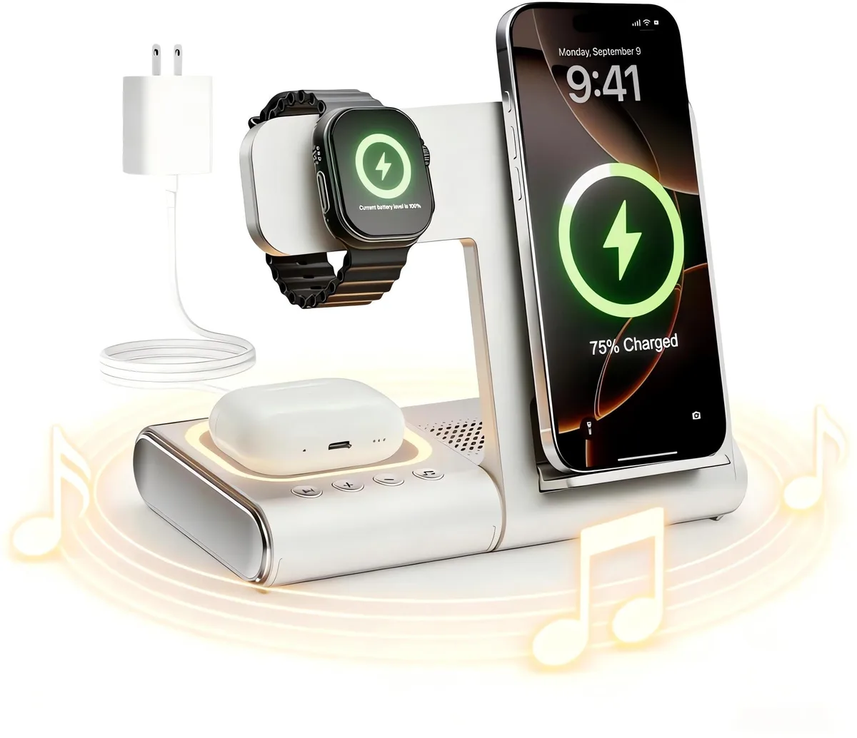 BLKE Pro S630 33W 3-in-1 Wireless Charger with Bluetooth 5.1 Speaker & Night Light — product photo