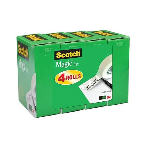 Four rolls of matte-finish transparent tape in refill format